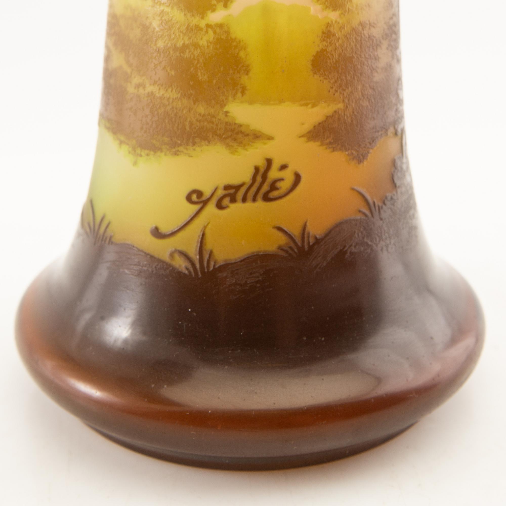 Emile Gallé, vase, glass, Art Nouveau early 20th century, Nancy, France.