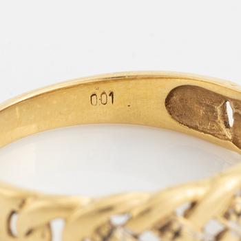 18K gold and small diamond ring.
