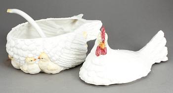 ÄGGHÖNA med SLEV samt KYCKLINGAR, 10 delar, flintgods, 1900-tal.