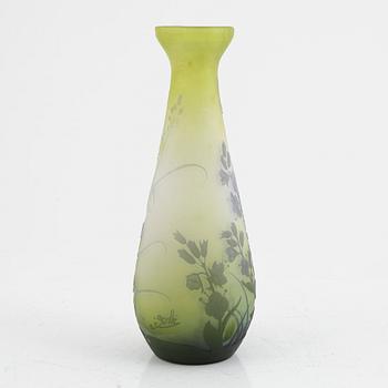 Emile Gallé, vase, glass, Art Nouveau, Nancy, France, early 20th century.