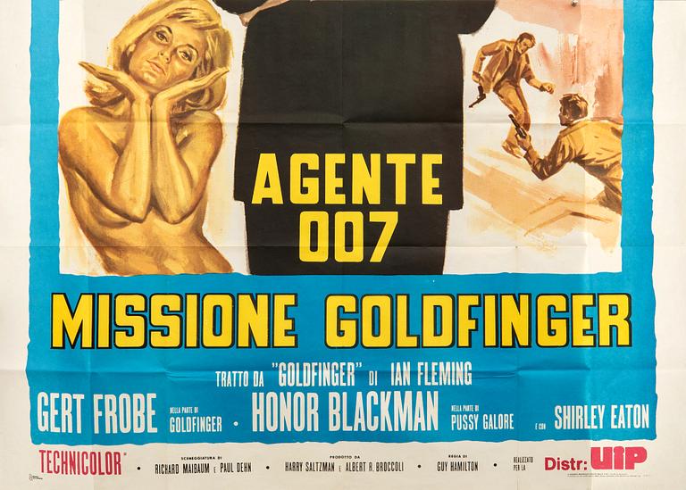 Filmaffisch, två delar, James Bond "Goldfinger".
