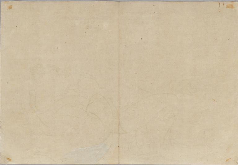 Unidentified artist, erotic scene, Shunga, Japan around 1900.