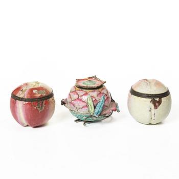 Three enamel boxes, China, 19th-20th century.