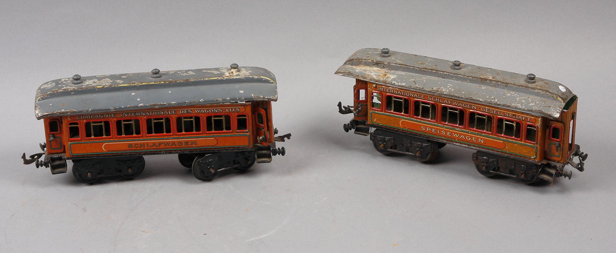 TÅGVAGNAR, 2 st, plåt, Bavaria, 1900-talets början.