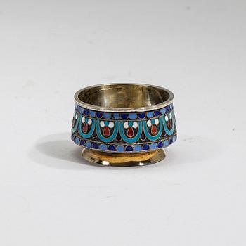 SALTKAR, silver och emalj, Ryssland, Moskva 1891.