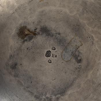 A Swedish pewter bowl, 1784.