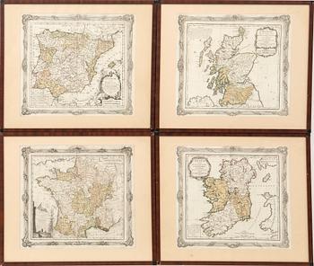 Maps of Europe, 8 pcs., 18th century, France.