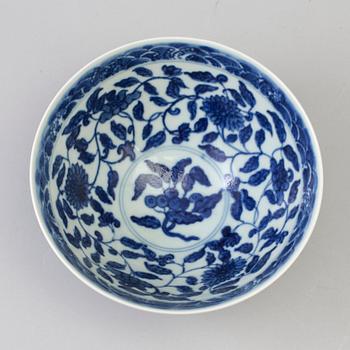 A Chinese blue and white Ming style bowl, 20th century.