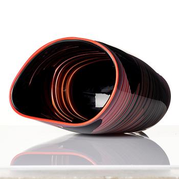 Gunnar Cyrén, a graal glass vase, Orrefors, Sweden, 1989.