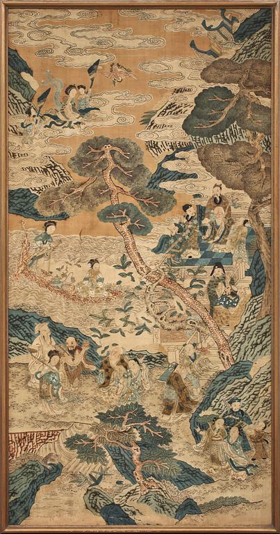 OKÄND KONSTNÄR, akvarell och tusch på duk, Kina, 1800/1900-tal.