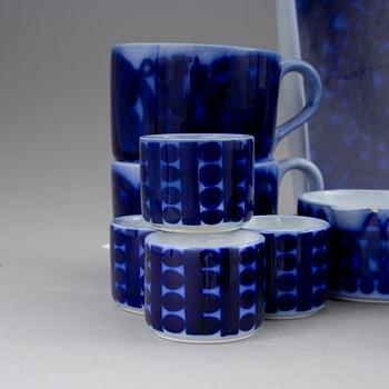 SERVISDELAR, 12 st, flintgods, "Blå Husar", Stig Lindberg, Gustavsberg, 1900-talets andra hälft.