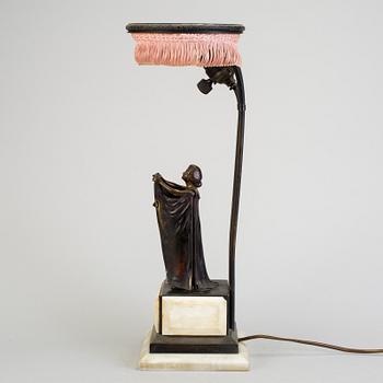 CARL KAUBA, a bronze art nouveau table lamp early 20th century. Signed C Kauba.
