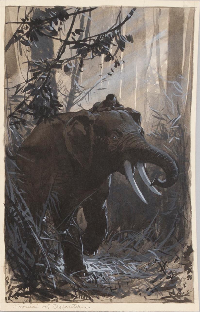 DAVID LJUNGDAHL, eight original ink illustrations from the 1915 edition of 'The Jungle Book' in Swedish.