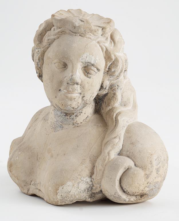 A Swedish Baroque 1630/40's sandstone bust.