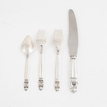 A Danish Silver Cutlery, 'Acorn', Johan Rohde,  Georg Jensen (40 pieces).