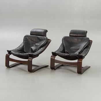 Armchairs, a pair, "Kroken", Åke Fribyter, Nelo, Knislinge, second half of the 20th century.