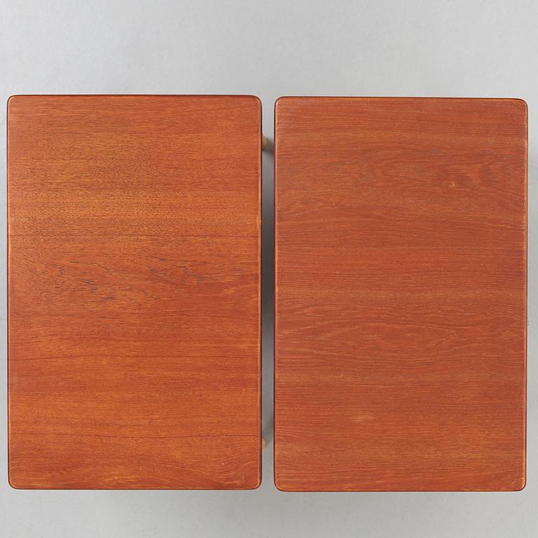 HANS J WEGNER, a pair of teak and oak side tables, Johannes Hansen, Denmark, 1950's.