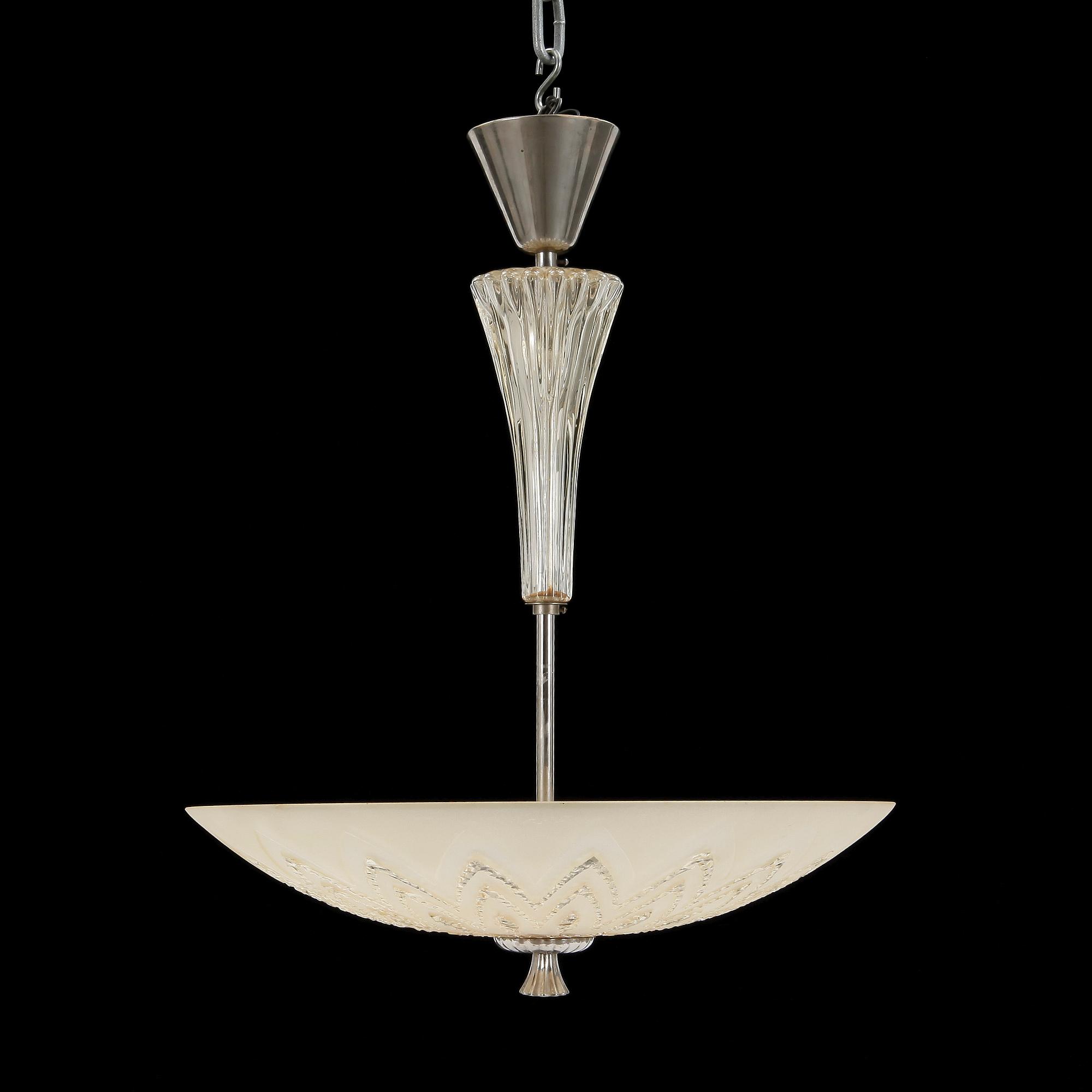 TAKLAMPA, Orrefors, omkring 1900-talets mitt. Höjd ca 63 cm.