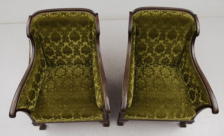 FÅTÖLJER, 1 par, 1900-talets första hälft.