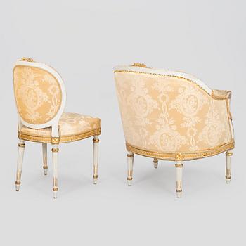 An 8-piece Gustavian style furniture set, late 19th century.