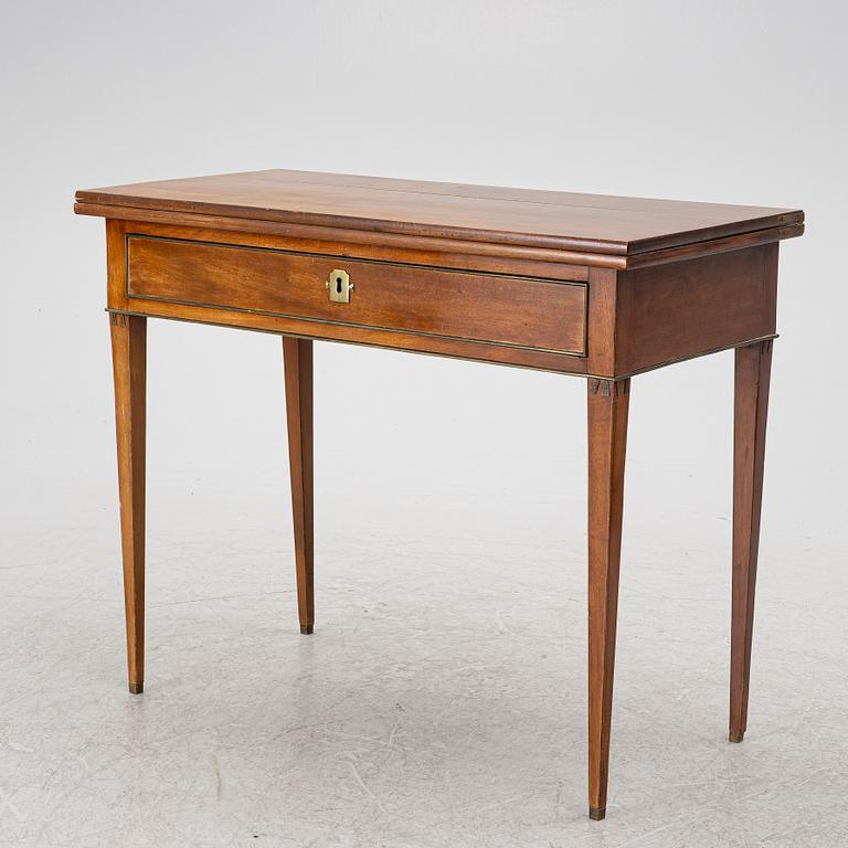 A late Gustavian mahogany cards table, Stockholm, late 18th century.