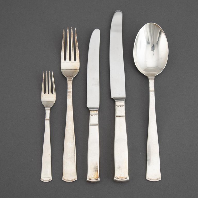 JACOB ÄNGMAN, a silver cutlery, 'Rosenholm', some Stockholm 1950. (19 pc).