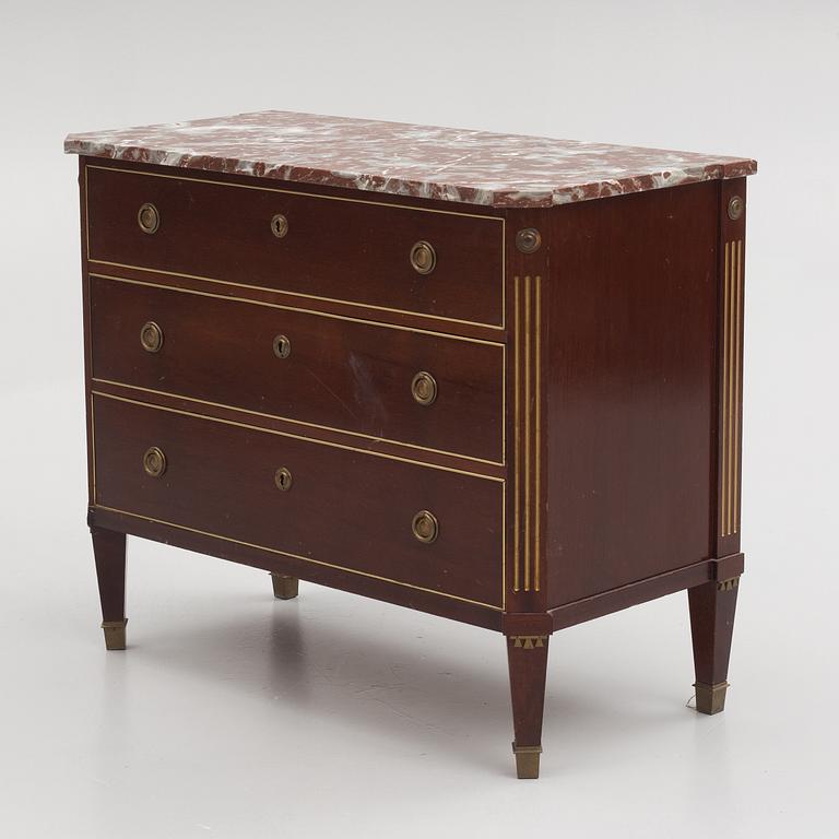 A Gustavian style chest of drawers, mid 20th Century.