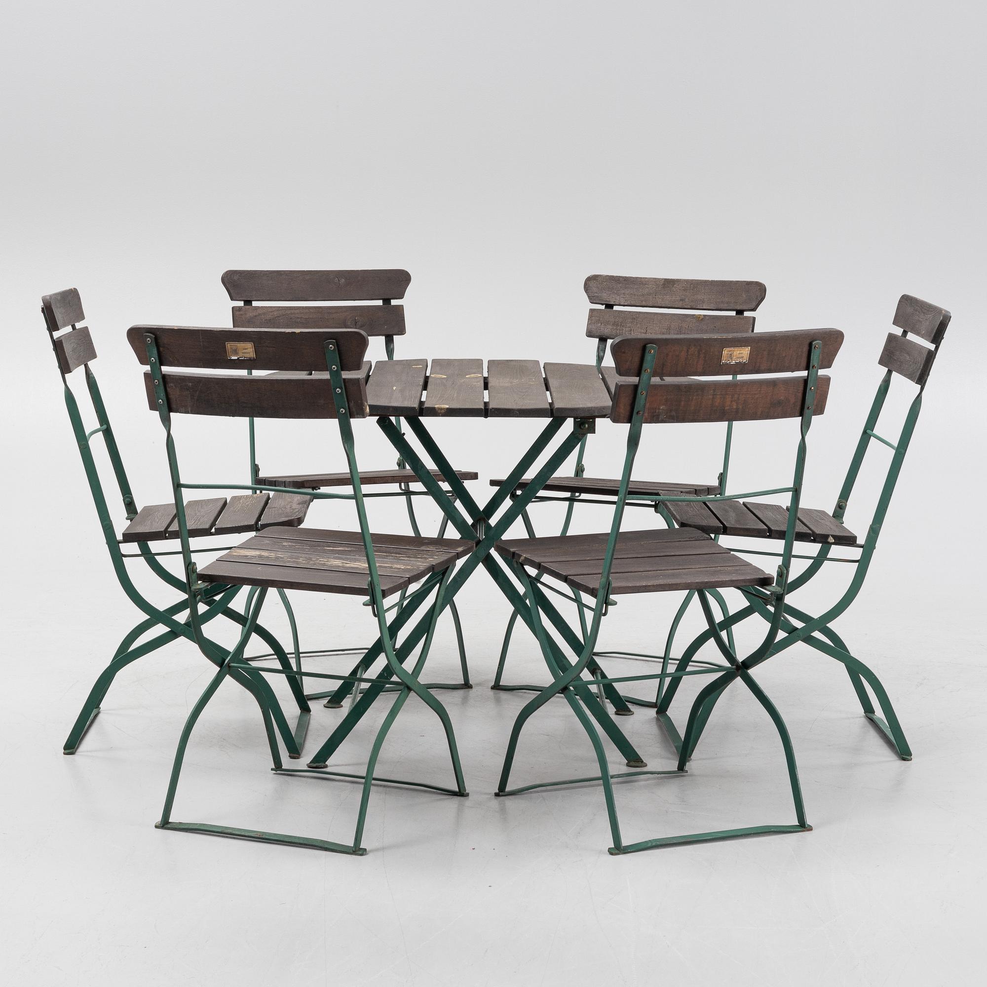 A seven-piece garden furniture suite, Tuve Osby Sweden, second half of the 20th Century.