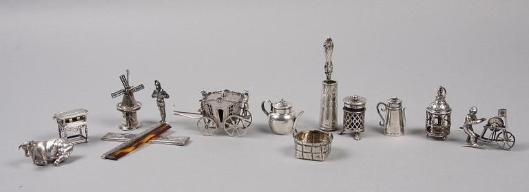 PARTI SILVER, 13 delar, bla Holland, England och Ryssland, 1800-1900-tal.