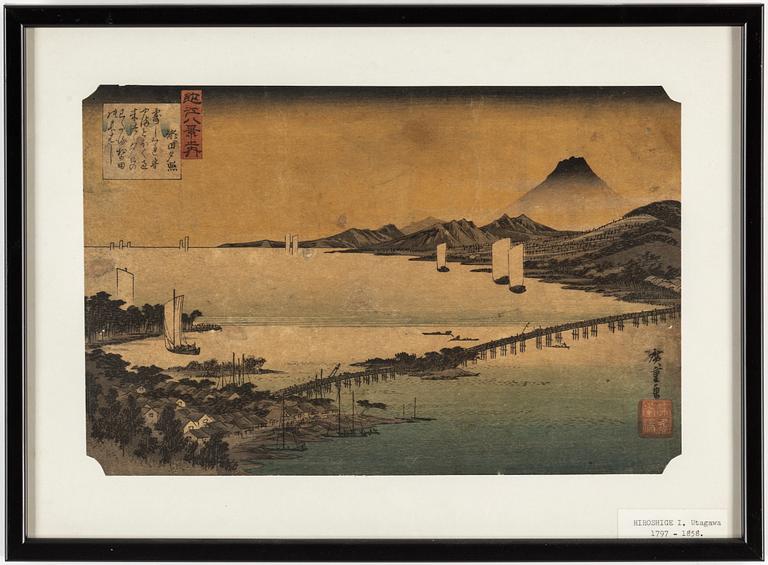 UTAGAWA HIROSHIGE (1797-1858), efter, färgträsnitt, Japan, sent 1800/tidigt 1900-tal.