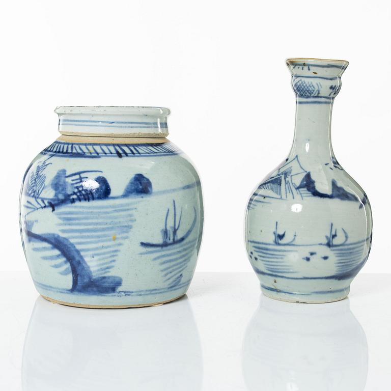 Jar and vase, porcelain, China, 19th century.