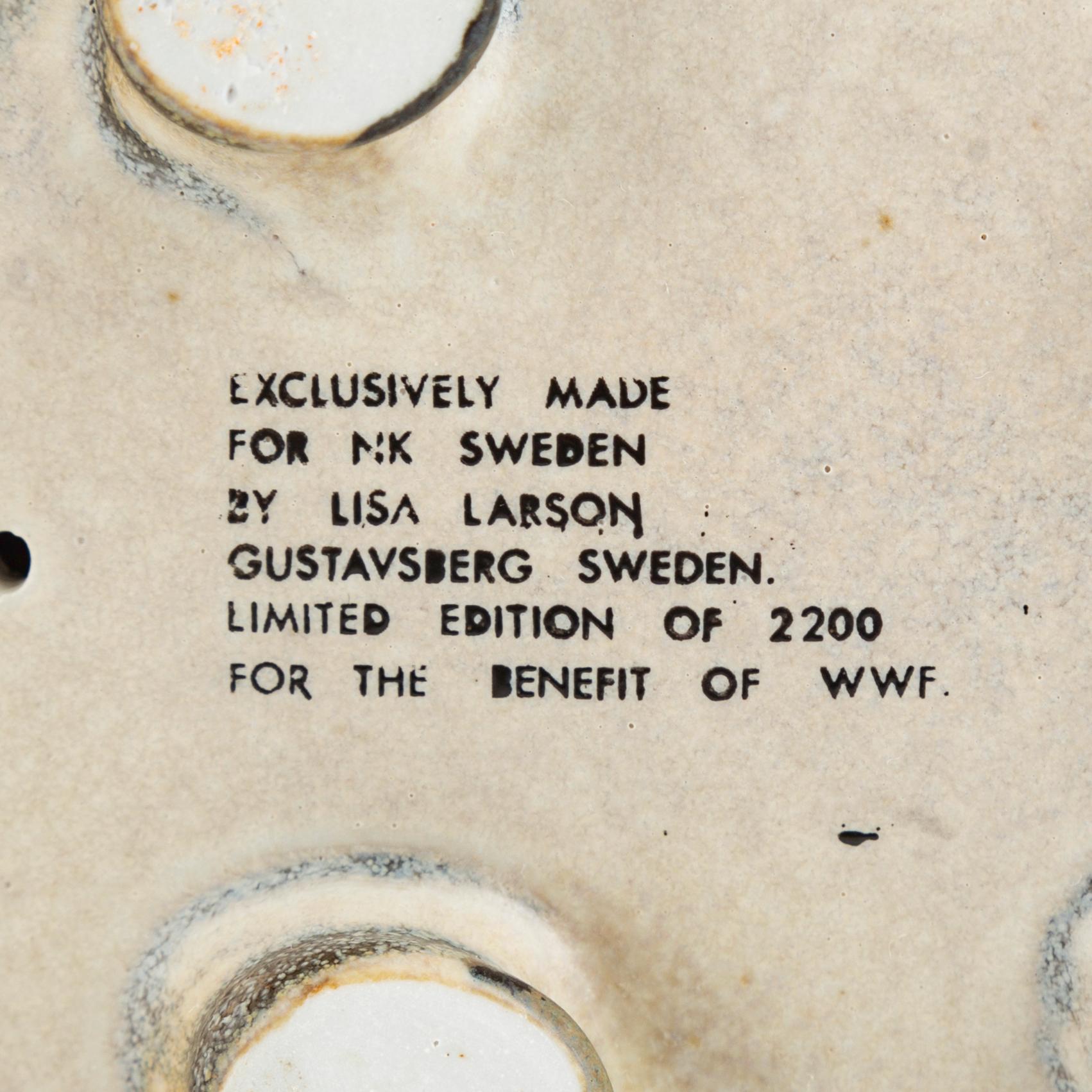 Lisa Larson, a 'Hedgehog' figurine, Gustavsberg, NK, Nordiska Kompaniet in collaboration with WWF. Limited edition 2200.