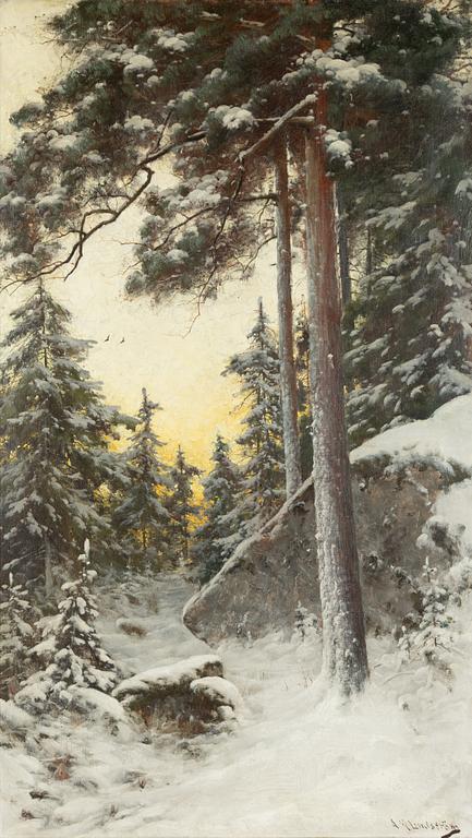 Arvid Mauritz Lindström, Twilight Light in Winter Landscape.