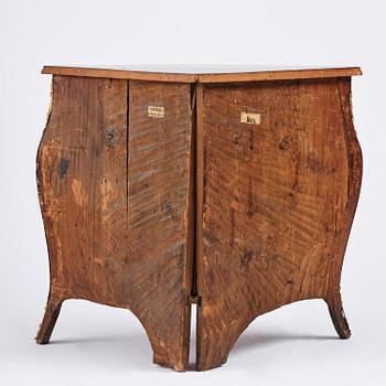 A Swedish parquetry rococo corner-commode, Stockholm later part 18th century.