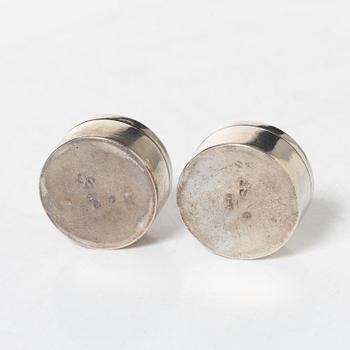 Four Swedish silver boxes, 19th century, most with mark of JP Grönvall, Stockholm.