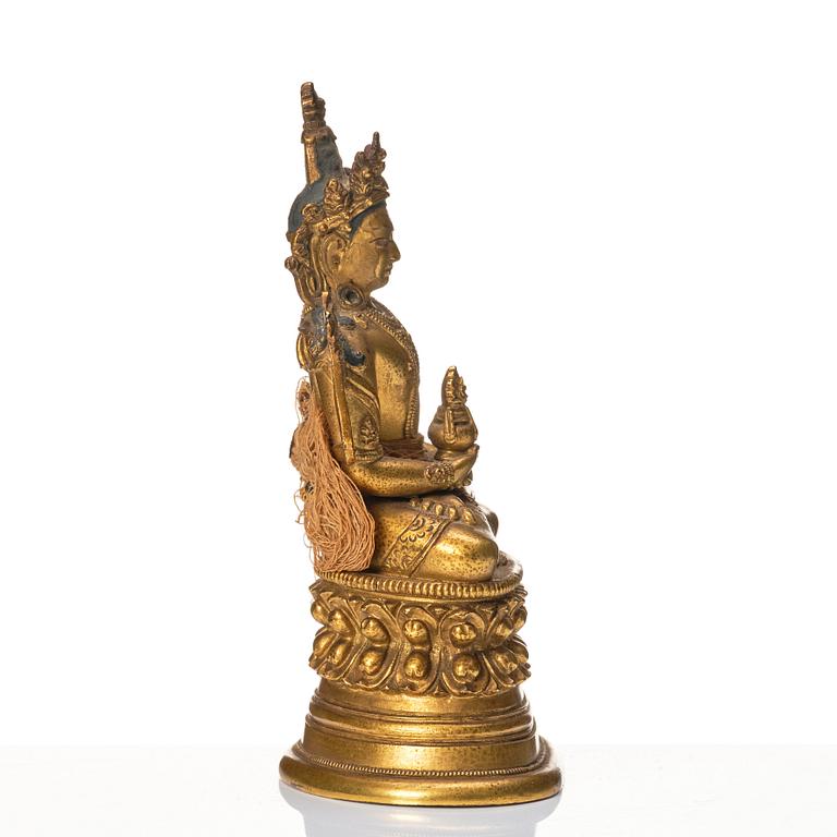 A gilt bronze Pala-revival sculpture of Amitayus, 18/19th Century, possibly Mongolian.