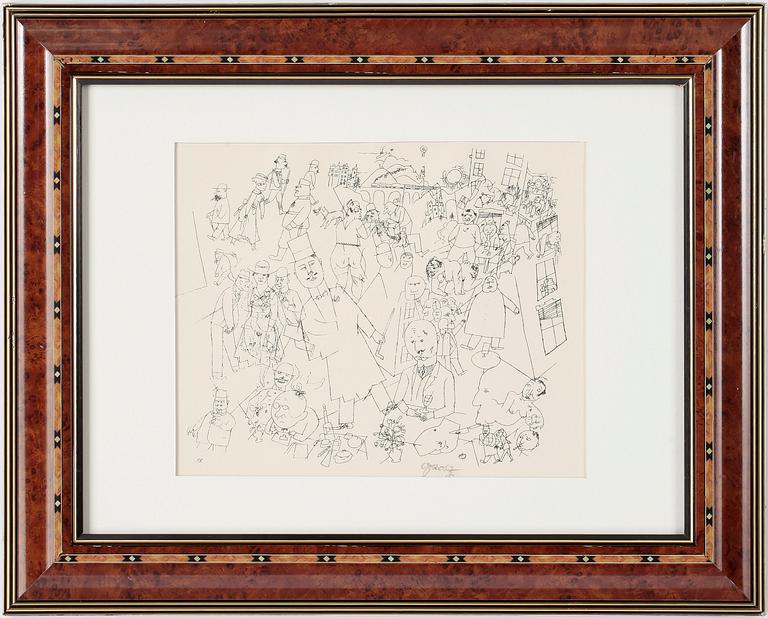 GEORGE GROSZ, offsetlitografi, signerad.