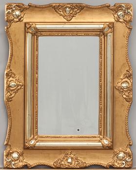 SPEGEL/RAM, rokokostil, förgylld. 1800/1900-tal.