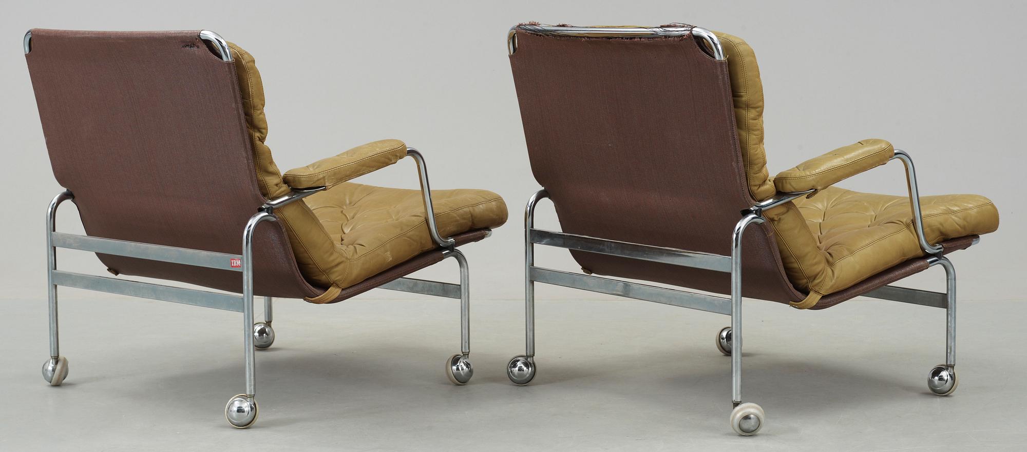 FÅTÖLJER, ett par, "Karin", Bruno Mathsson för Dux, 1970-tal.