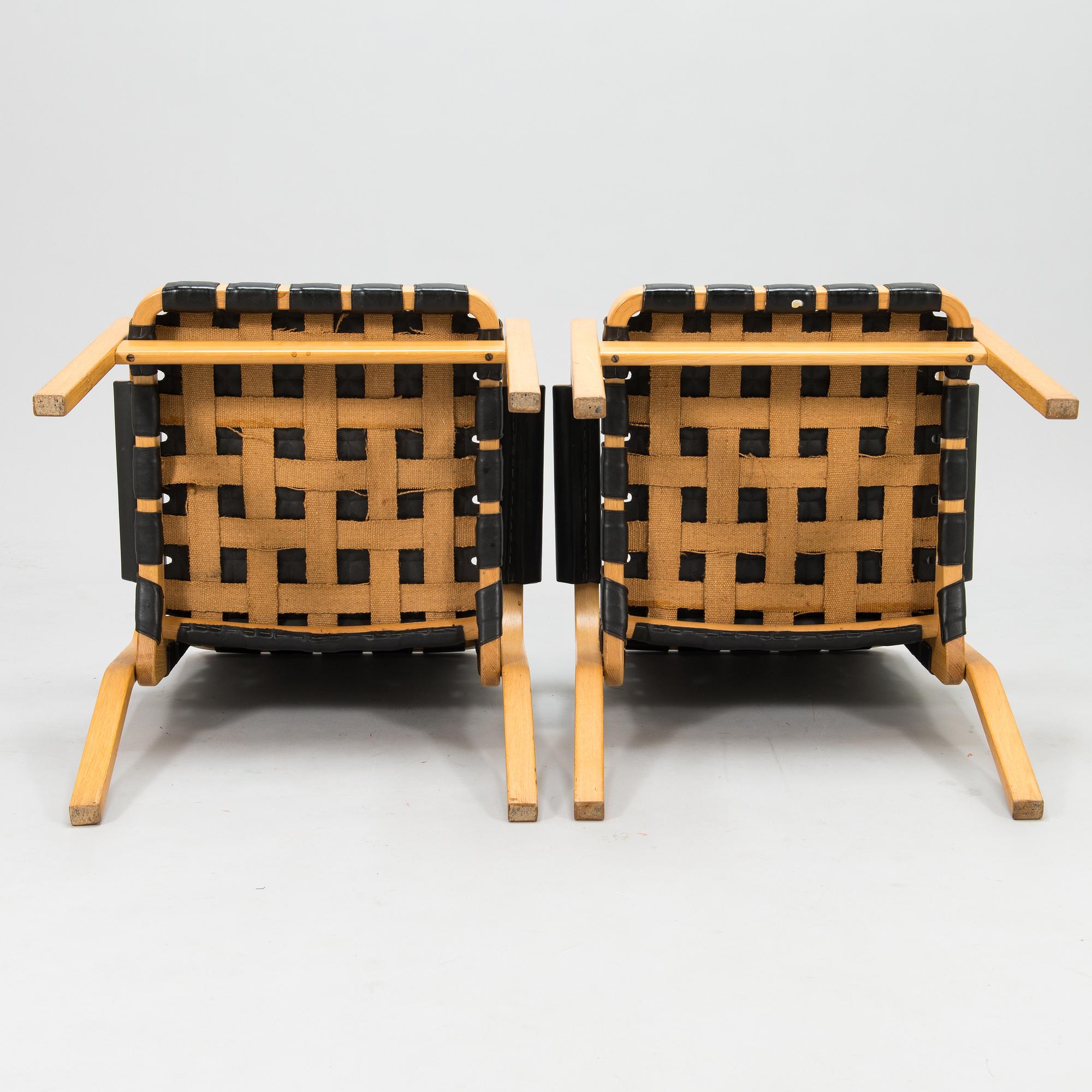 ALVAR AALTO, four late-20th-century '45' armchairs for Artek.