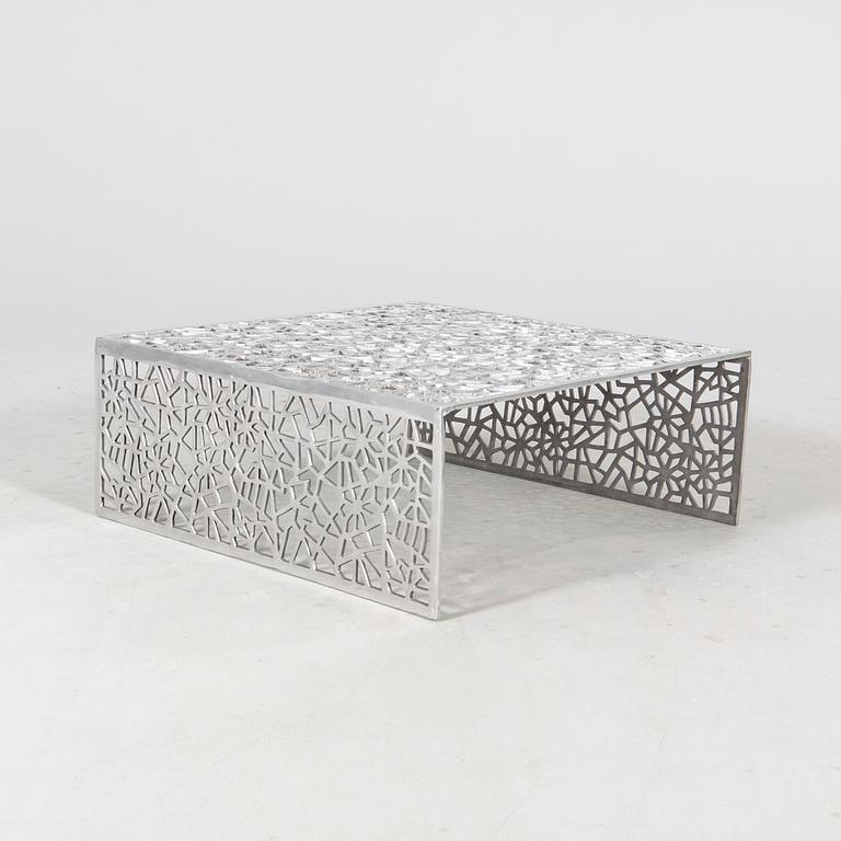 A 21st century aluminium coffee table.