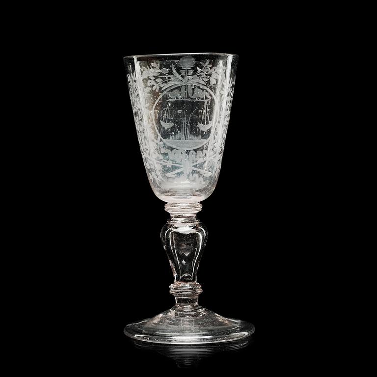 An engraved Russian goblet, 18th Century.