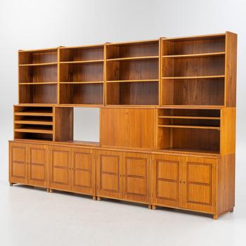 Carl Malmsten, a walnut veneer bookshelf in 4 parts, 1962.