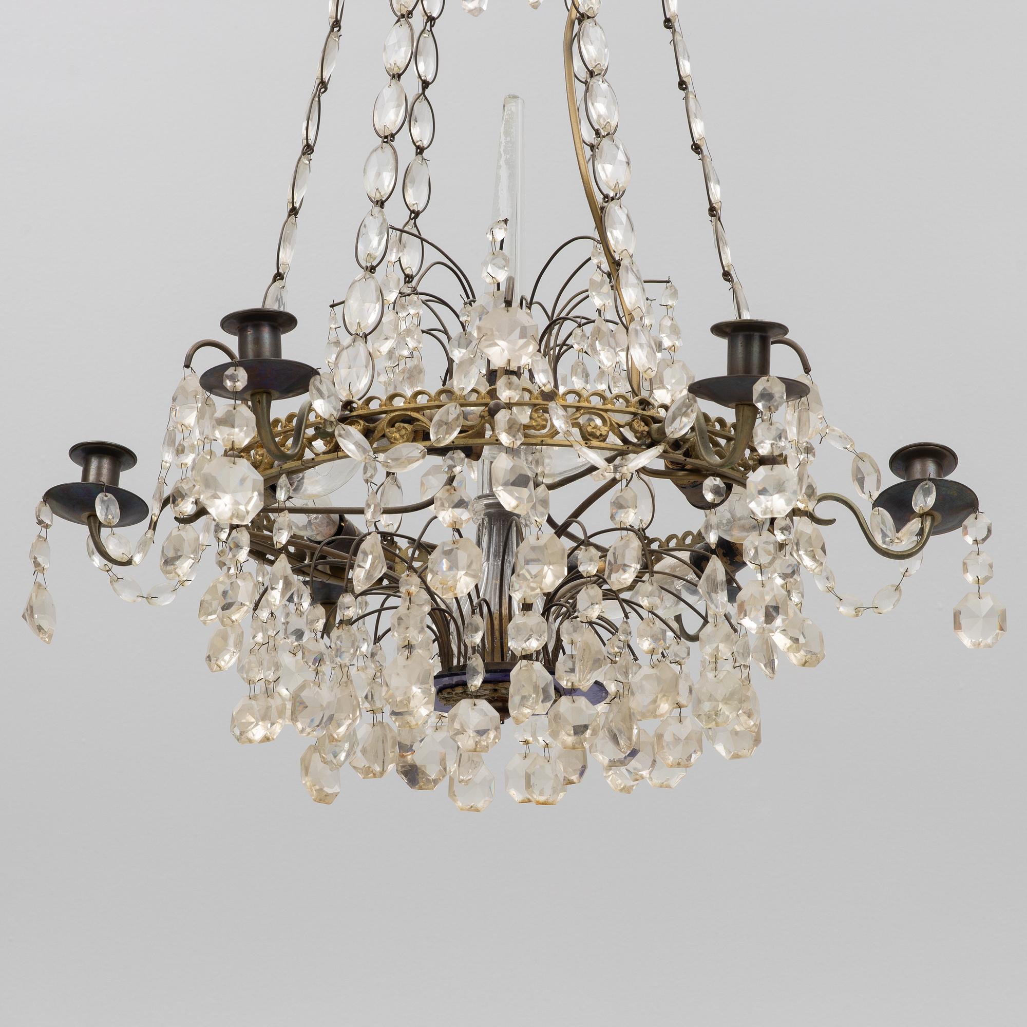 A Gustavian style chandelier, first half of the 20th century.