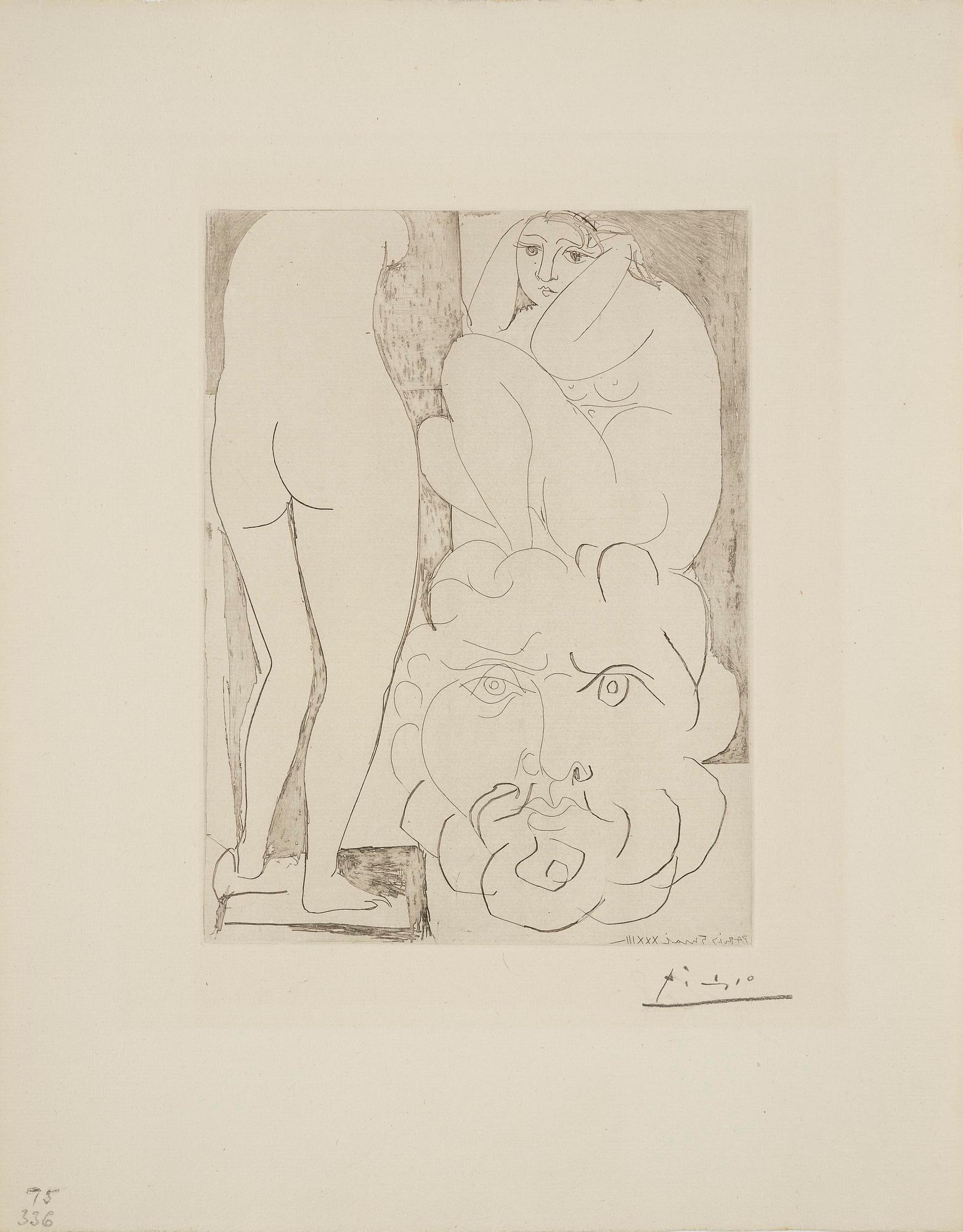 Pablo Picasso, "Femme songeuse et inquiète dans l'atelier de sculpture", from: "La Suite Vollard".
