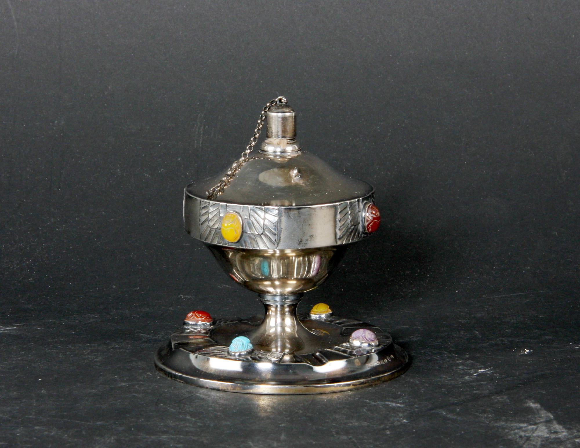 OLJELAMPA, silver, C G Hallberg 1908.