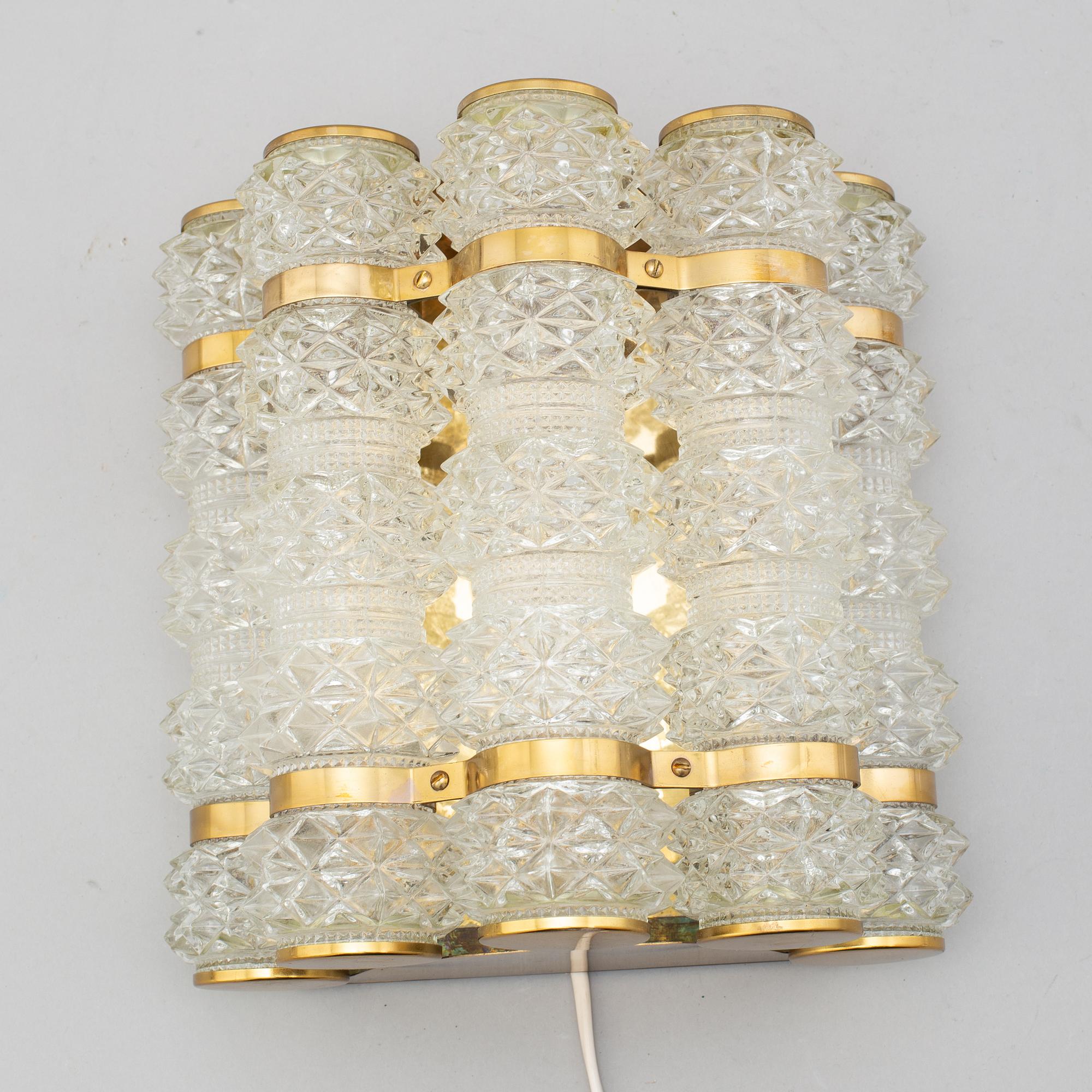 VÄGGLAMPA, Tyringe konsthantverk och Orrefors, 1950-tal.