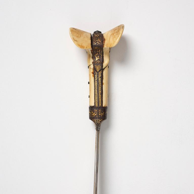 A fine large-eared walrus-hilted Yatagan, Ottoman empire probably Ioannina, Epirus.