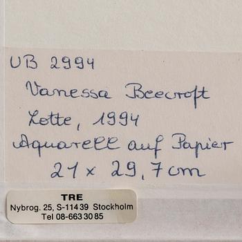 VANESSA BEECROFT, blyerts och akvarell på papper. Signerad.