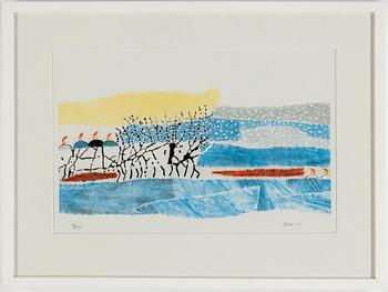 Britta Marakatt-Labba, lithograph in colour. Signed and numbered 98/250.